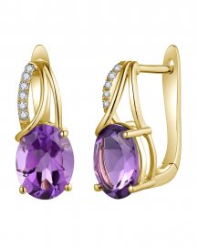 OVAL AMETHYST DIAMOND EARRINGS (TE2017)