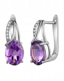 OVAL AMETHYST DIAMOND EARRINGS (TE2017)