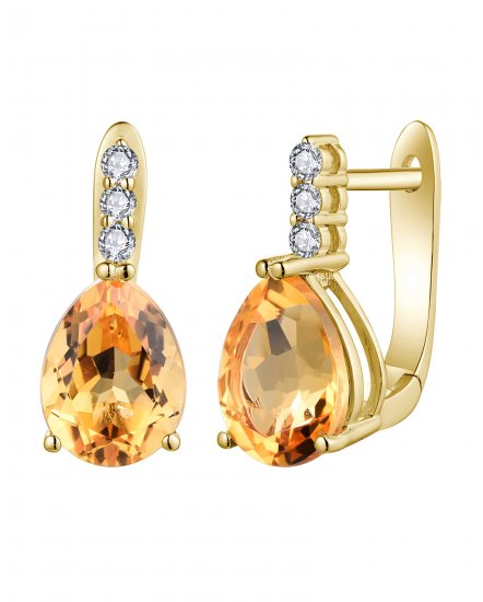 PEAR SHAPE CITRINE DIAMOND EARRINGS (TE2018)