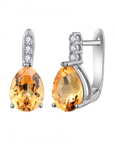 PEAR SHAPE CITRINE DIAMOND EARRINGS (TE2018)
