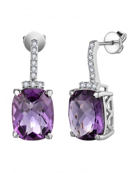 CUSHION AMETHYST DIAMOND DANGLING (TE2020)