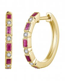 BAGUETTE RUBY DIAMOND HOOPS (TE2025)