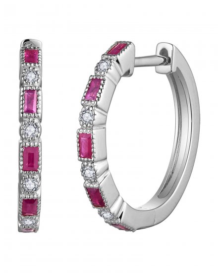 BAGUETTE RUBY DIAMOND HOOPS (TE2025)