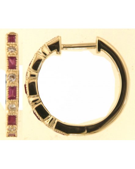 BAGUETTE RUBY DIAMOND HOOPS (TE2025)