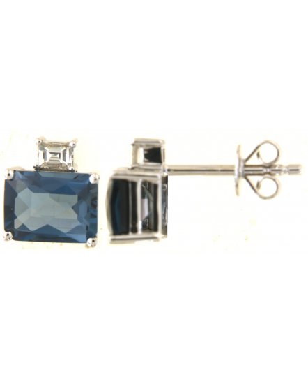 EMERALD CUT LONDON BLUE TOPAZ DIAMOND STUDS (TE2028)