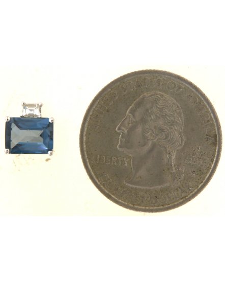 EMERALD CUT LONDON BLUE TOPAZ DIAMOND STUDS (TE2028)