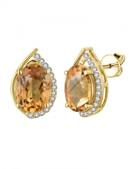 OVAL CITRINE DIAMOND STUDS (TE2032)