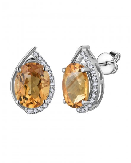 OVAL CITRINE DIAMOND STUDS (TE2032)