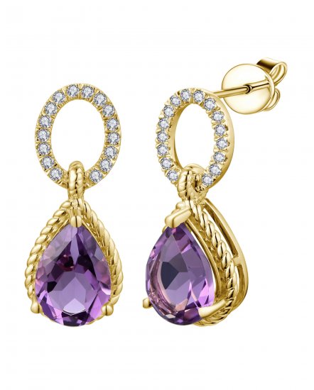 PEAR AMETHYST DIAMOND DANGLING (TE2039)