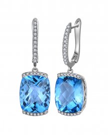 CUSHION SWISS BLUE TOPAZ DIAMOND DANGLING (TE2047)