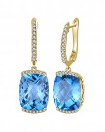 CUSHION SWISS BLUE TOPAZ DIAMOND DANGLING (TE2047)