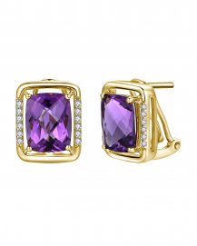 CUSHION AMETHYST DIAMOND OMEGA BACK (TE2048)