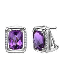 CUSHION AMETHYST DIAMOND OMEGA BACK (TE2048)