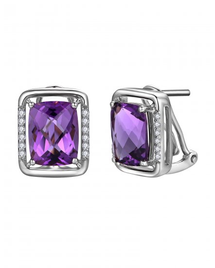 CUSHION AMETHYST DIAMOND OMEGA BACK (TE2048)