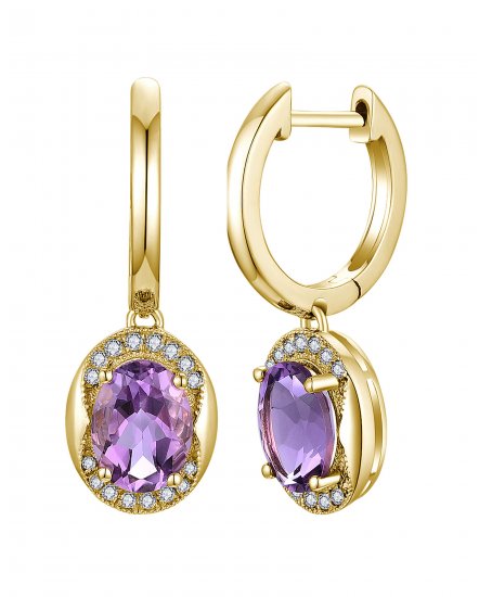 OVAL AMETHYST DIAMOND DANGLING (TE2052)