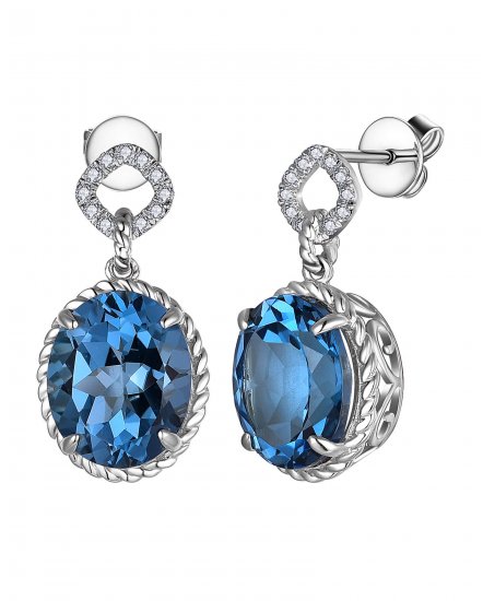 OVAL LONDON BLUE TOPAZ DIAMOND DANGLING (TE2053)