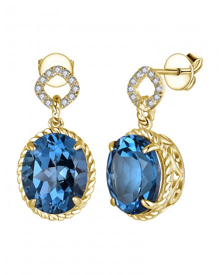 OVAL LONDON BLUE TOPAZ DIAMOND DANGLING (TE2053)