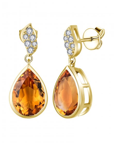 PEAR CITRINE DIAMOND DANGLING (TE2058)