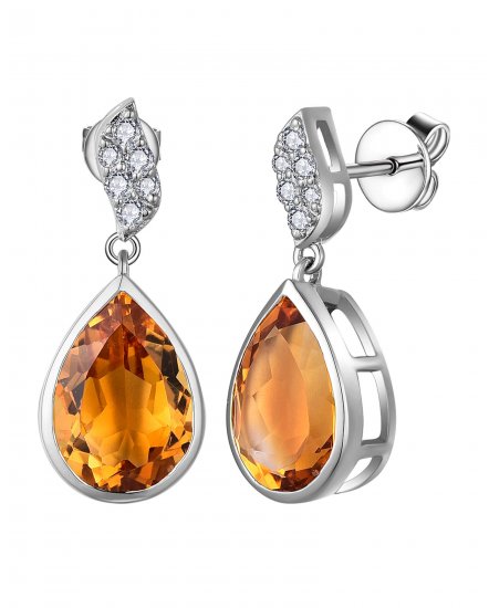 PEAR CITRINE DIAMOND DANGLING (TE2058)