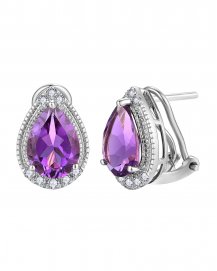 PEAR AMETHYST DIAMOND OMEGA BACK (TE2061)