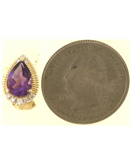 PEAR AMETHYST DIAMOND OMEGA BACK (TE2061)