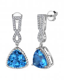 TRIANGLE SHAPE SWISS BLUE TOPAZ DIAMOND DANGLING (TE2063)