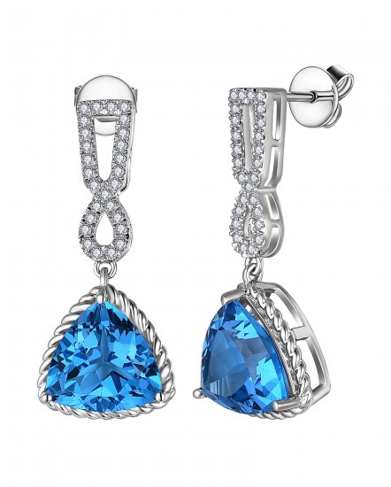 TRIANGLE SHAPE SWISS BLUE TOPAZ DIAMOND DANGLING (TE2063)