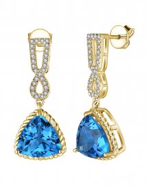 TRIANGLE SHAPE SWISS BLUE TOPAZ DIAMOND DANGLING (TE2063)
