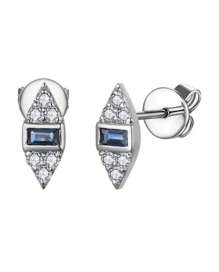 BAGUETTE SAPPHIRE DIAMOND STUDS (TE2065)