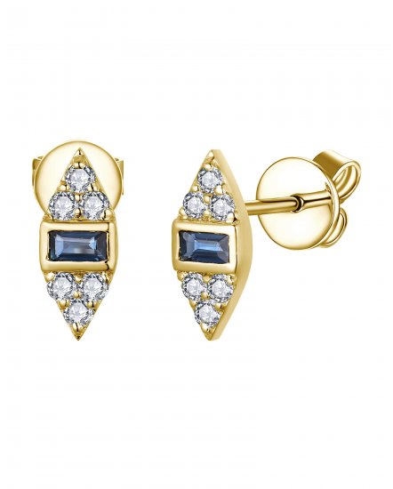 BAGUETTE SAPPHIRE DIAMOND STUDS (TE2065)