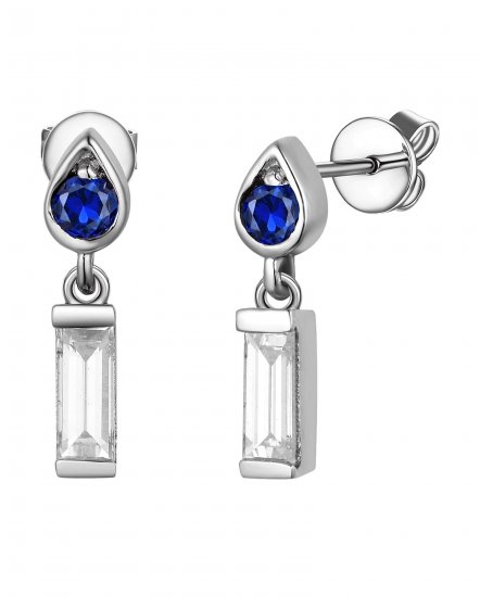 BAGUETTE SAPPHIRE DIAMOND STUDS (TE2066)