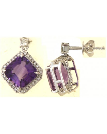 EMERALD CUT AMETHYST DIAMOND DANGLING (TE2070)