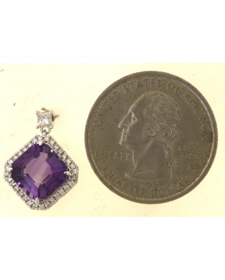 EMERALD CUT AMETHYST DIAMOND DANGLING (TE2070)