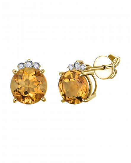 ROUND SHAPE CITRINE DIAMOND STUDS (TE2084)