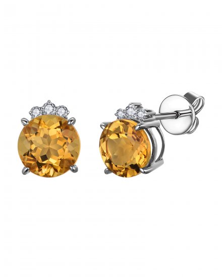 ROUND SHAPE CITRINE DIAMOND STUDS (TE2084)