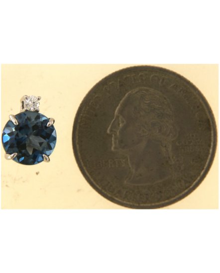 ROUND LONDON BLUE TOPAZ DIAMOND STUDS (TE2085)