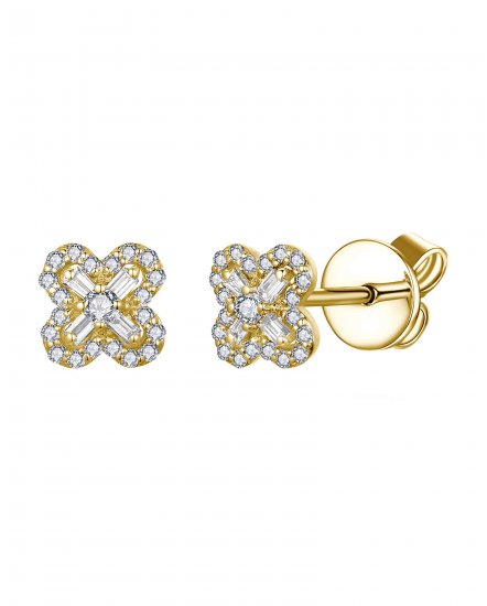 CLOVER STYLE BAGUETTE DIAMOND STUDS (TE2096)