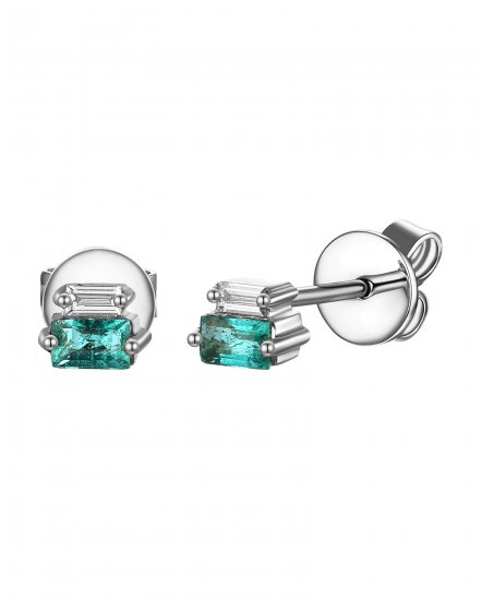 BAGUETTE EMERALD DIAMOND STUDS (TE2097)