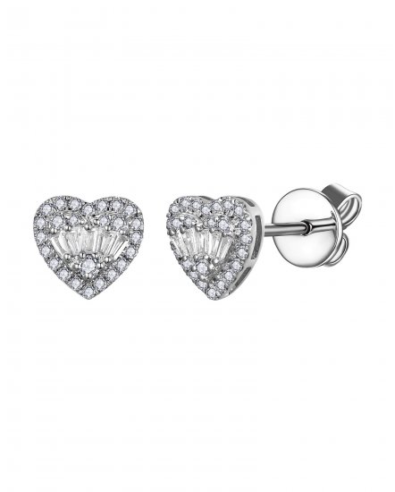 HEART SHAPE BAGUETTE DIAMOND STUDS (TE2115)