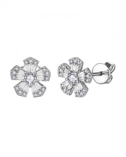 FLORAL STYLE BAGUETTE DIAMOND STUDS (TE2132)