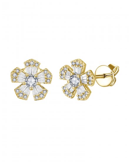 FLORAL STYLE BAGUETTE DIAMOND STUDS (TE2132)