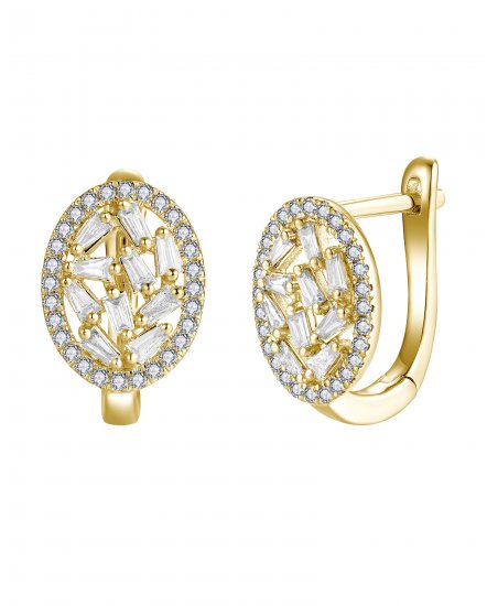 OVAL STYLE BAGUETTE DIAMOND EARRINGS (TE2144)