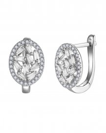 OVAL STYLE BAGUETTE DIAMOND EARRINGS (TE2144)