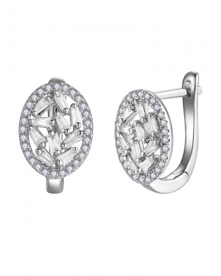 OVAL STYLE BAGUETTE DIAMOND EARRINGS (TE2144)