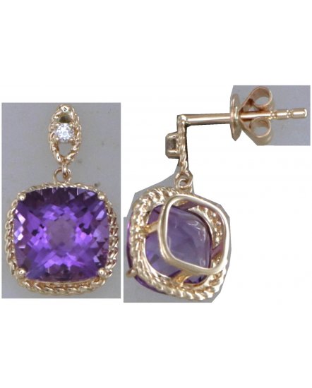 CUSHION AMETHYST DIAMOND DANGLING (TE2168)