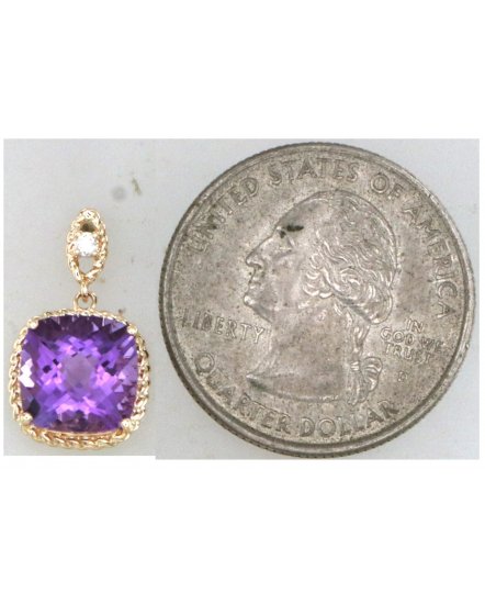 CUSHION AMETHYST DIAMOND DANGLING (TE2168)