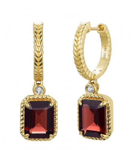 EMERALD CUT GARNET DIAMOND DANGLING (TE2170)