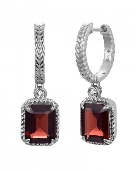 EMERALD CUT GARNET DIAMOND DANGLING (TE2170)