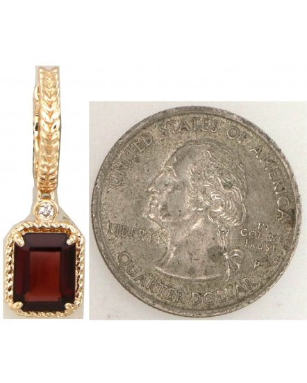 EMERALD CUT GARNET DIAMOND DANGLING (TE2170)