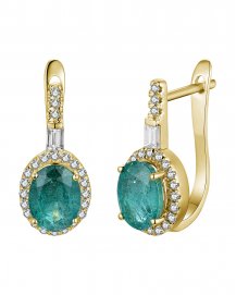 OVAL EMERALD DIAMOND EARRINGS (TE2172)
